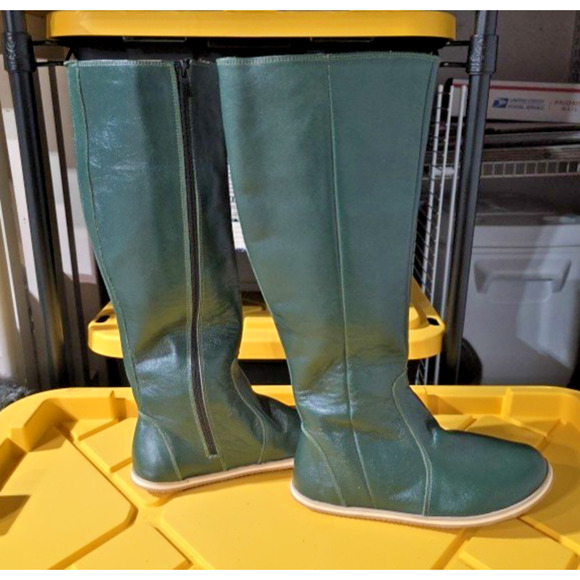 Grass Green Women's Leather Barefoot Nebula Walking Long Boots Size 6 Zero Drop - Picture 6 of 15